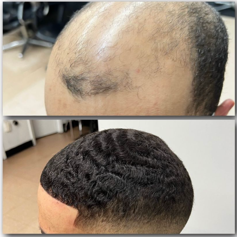 hair piece with waves before and after